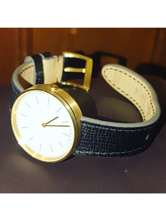 Uniform Wares Gold Watch Lugless Silhouette M35 Swiss Black Calf Leather Strap main image 7